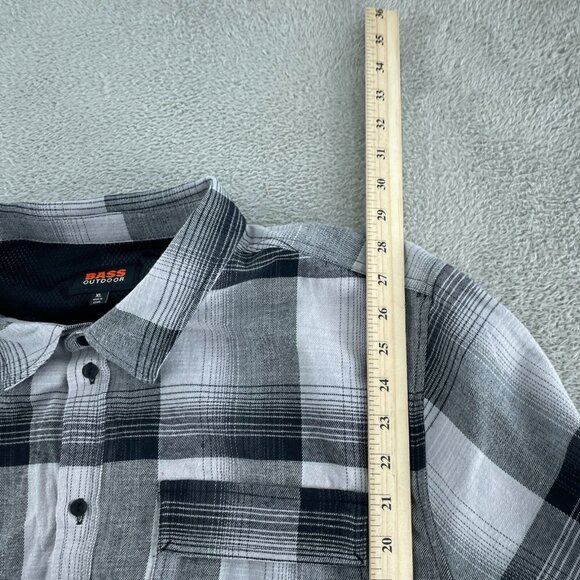 Bass Outdoor Heather Grey Stretch Flannel Shirt XL Plaid Button-Up NWT 4384 - Picture 8 of 10